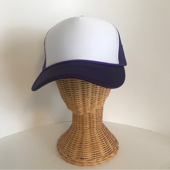 Purple & White Mesh Back Trucker Hat Adjustable Ball Cap New! - Picture 5 of 10